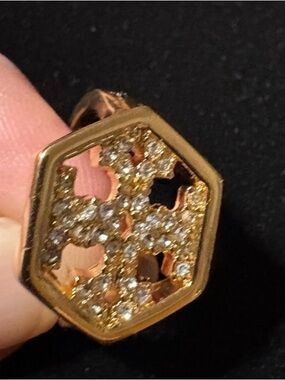 Tory Burch Gold Crystal Hexagon Ring